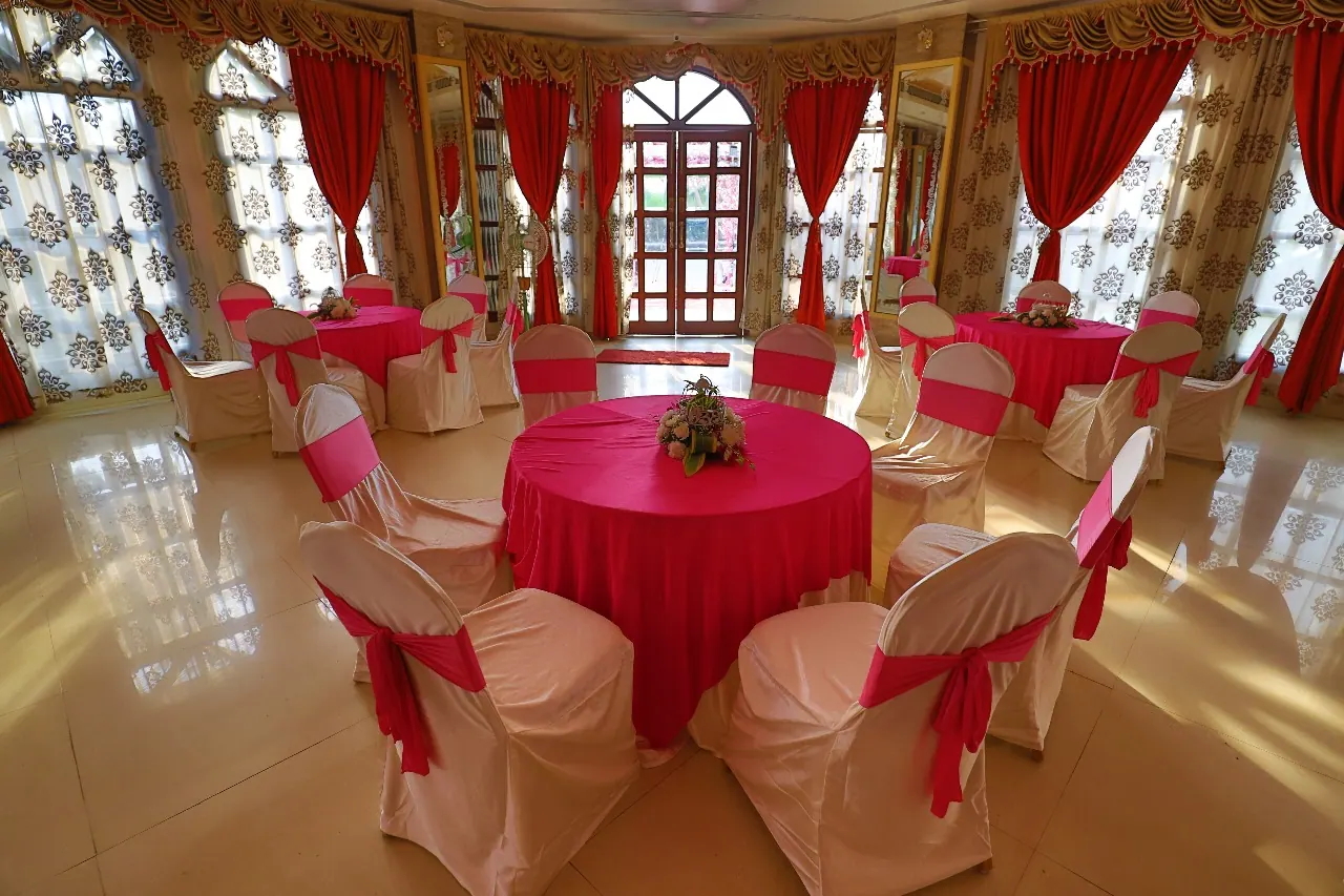 Tithee Banquets banquet hall and lawn decorated for a celebration